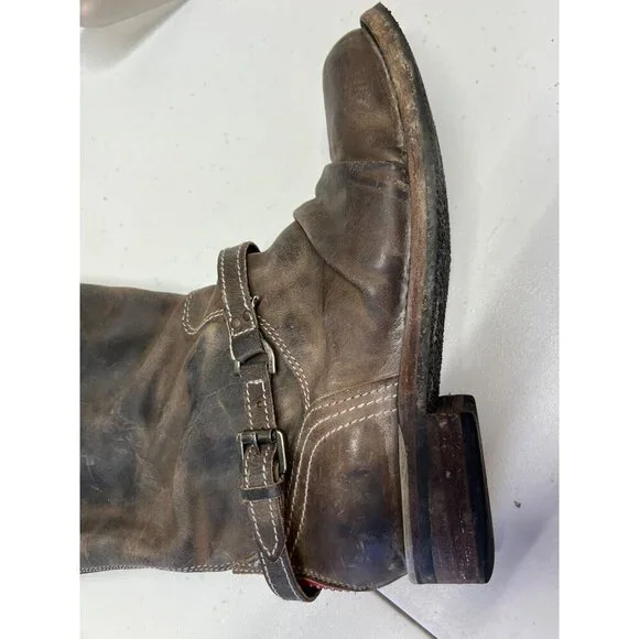 Freebird By Steven Roadie Boots Womens 9 Brown Leather Knee-High Red Back Zip